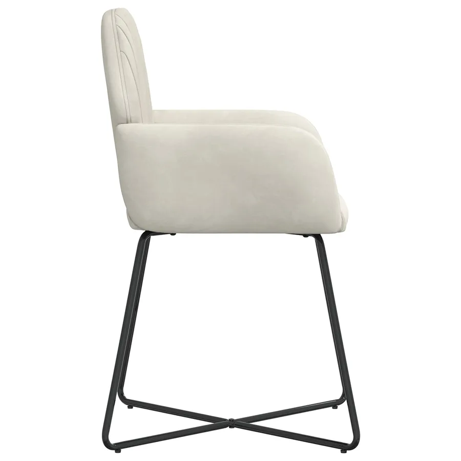 Chaises de salle à manger 2 pcs Velours Crème 55 x 50 x 84 cm - 4