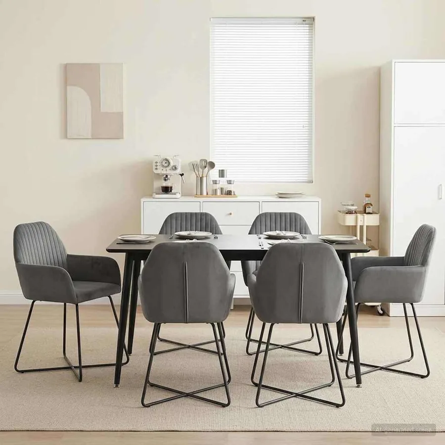 Chaises de salle à manger 6 pcs Velours Gris foncé