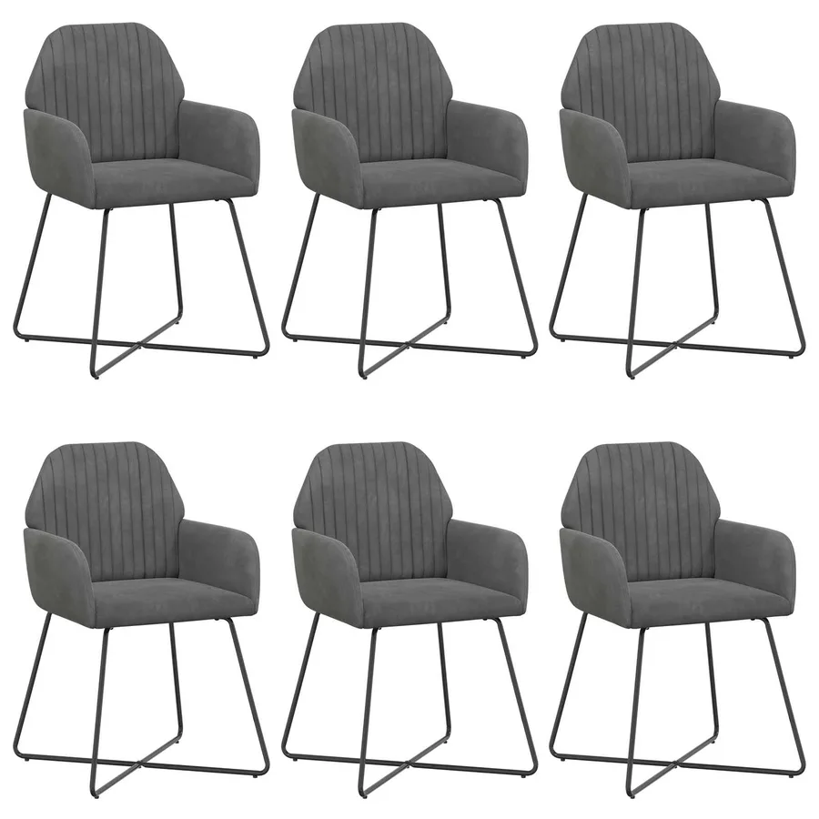 Chaises de salle à manger 6 pcs Velours Gris foncé - 2