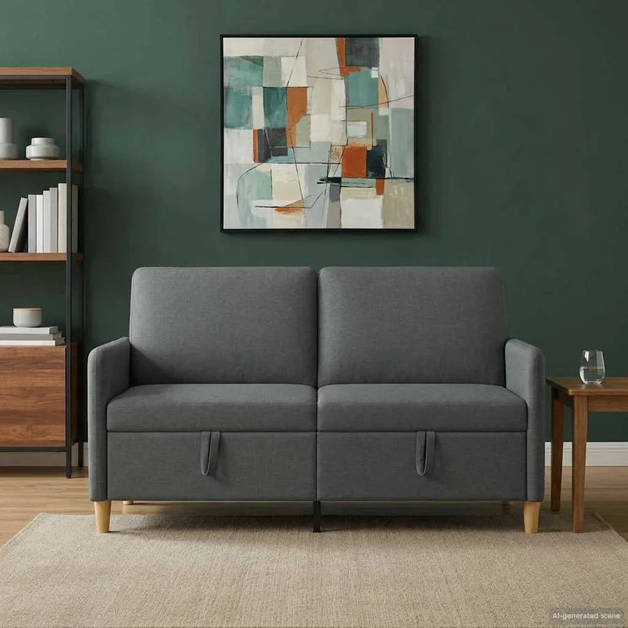 Sofa avec rangement Gris foncé 152 x 78 x 87 cm Polyester - 3