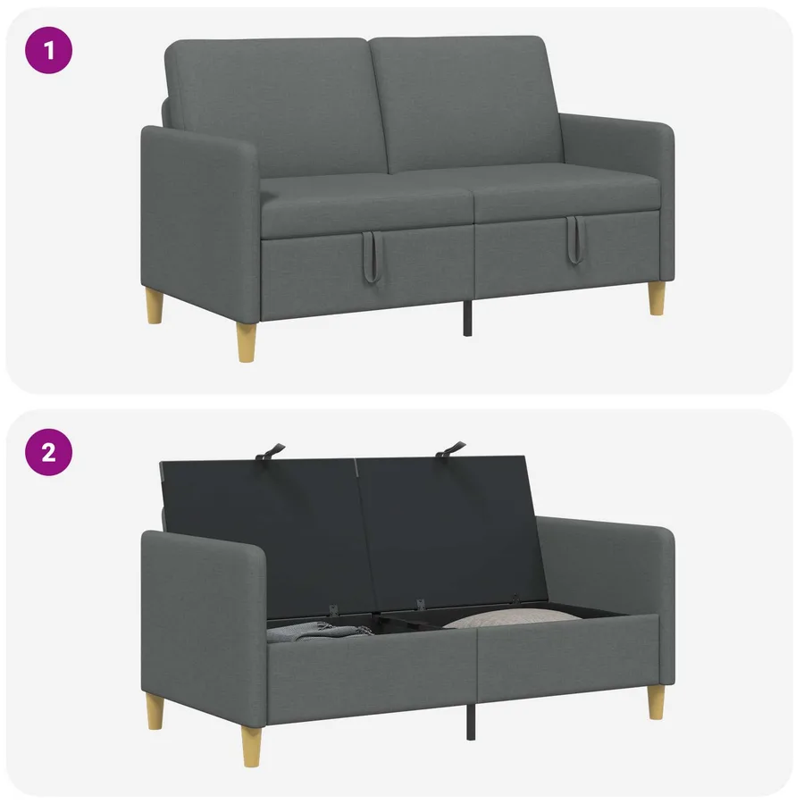 Sofa avec rangement Gris foncé 152 x 78 x 87 cm Polyester - 6