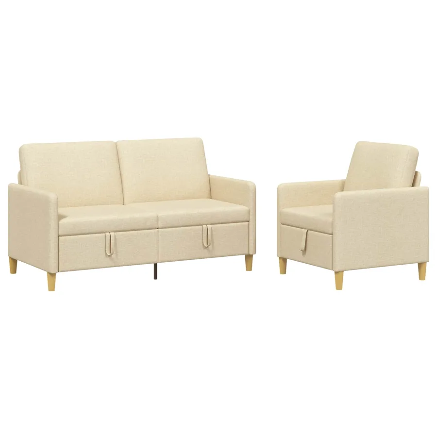 Canapé avec rangement 2 pcs Crème Polyester - 2