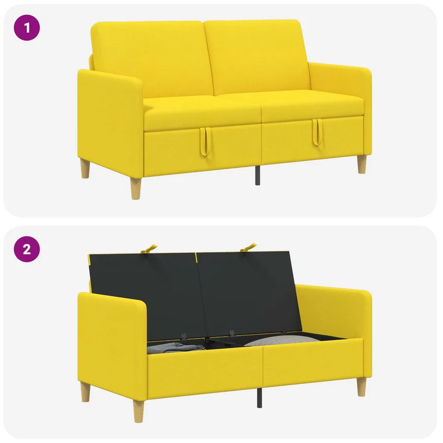 Sofa avec rangement Jaune clair 152 x 78 x 87 cm Polyester - 6