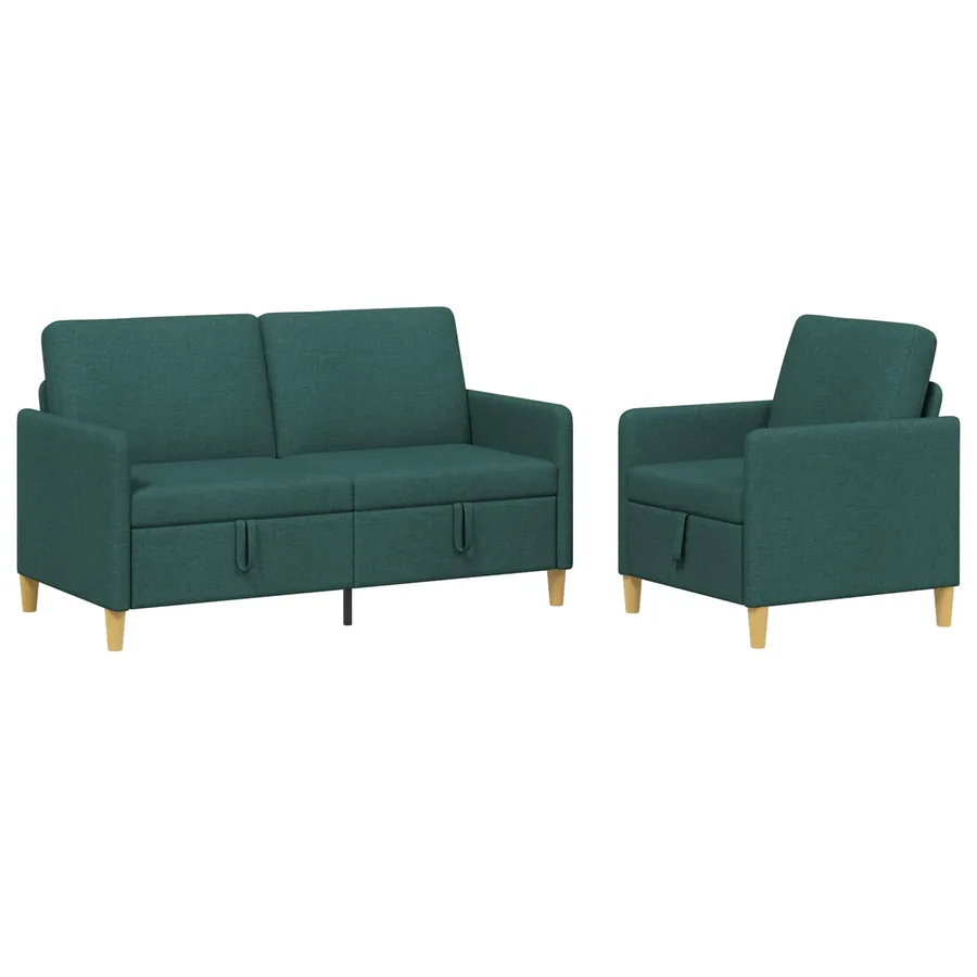 Canapé avec rangement 2 pcs Vert foncé Polyester - 2
