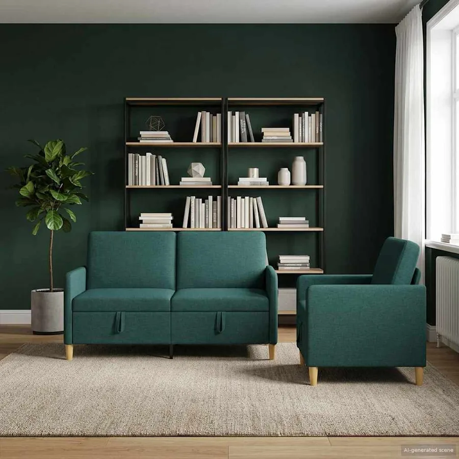 Canapé avec rangement 2 pcs Vert foncé Polyester - 3
