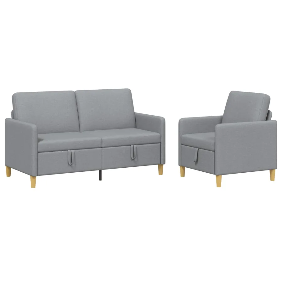 Canapé avec rangement 2 pcs Gris clair Polyester - 2