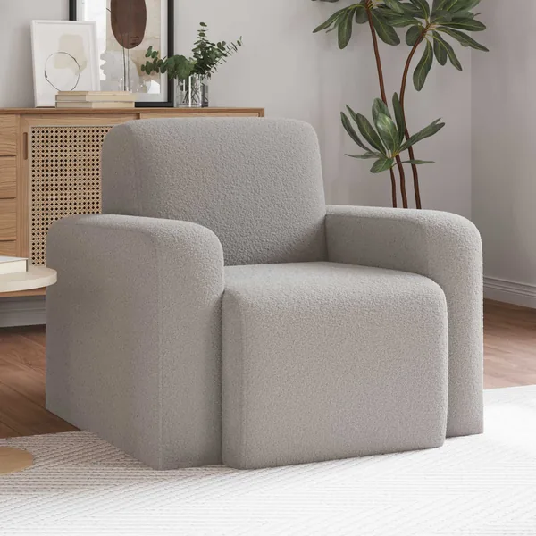 Fauteuil Gris clair Bouclé