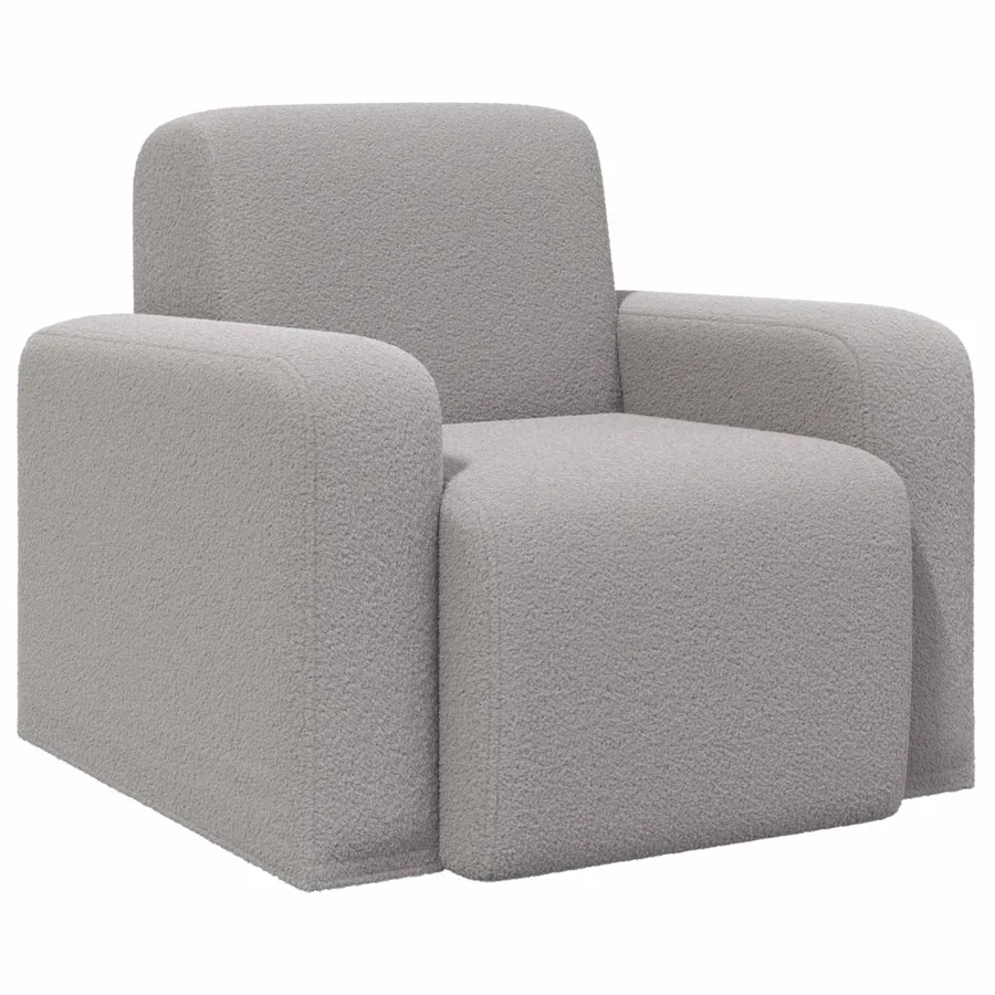 Fauteuil Gris clair Bouclé - 2
