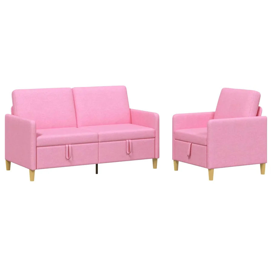 Canapé avec rangement 2 pcs Rose Polyester - 2