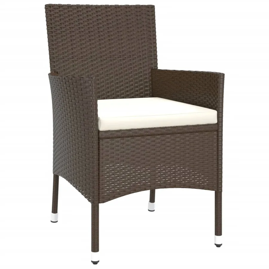 Ensemble à manger de jardin 5 pcs et coussins marron poly rotin - 5