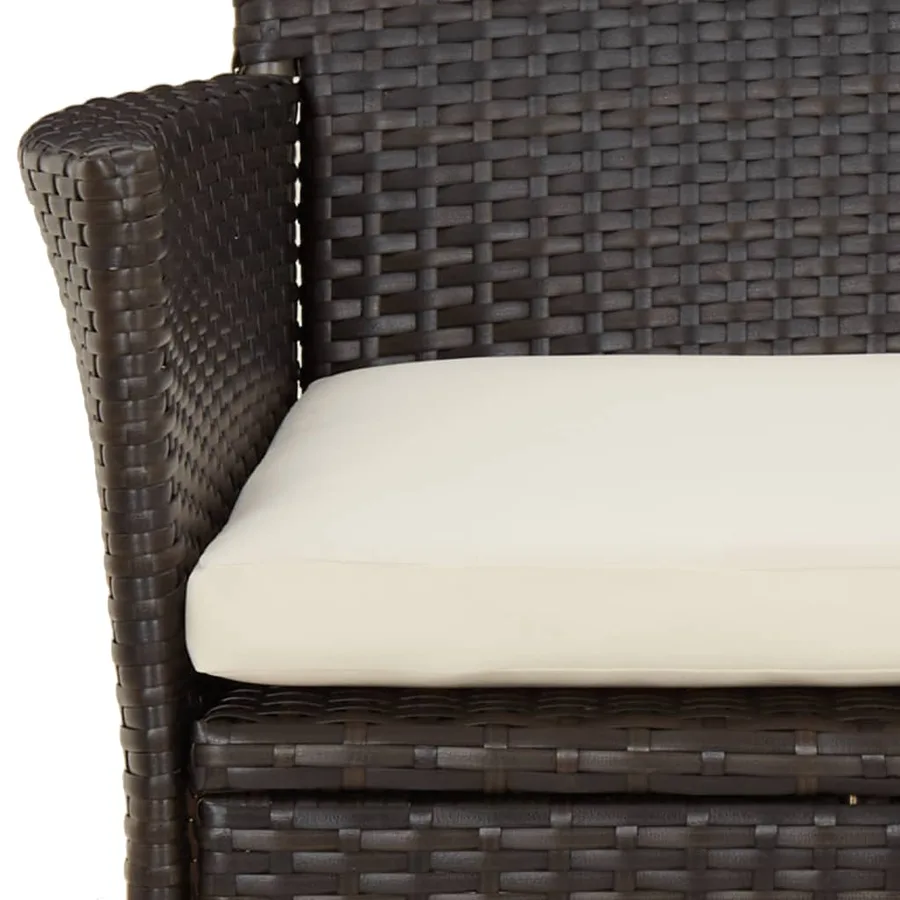 Ensemble à manger de jardin 5 pcs et coussins marron poly rotin - 6