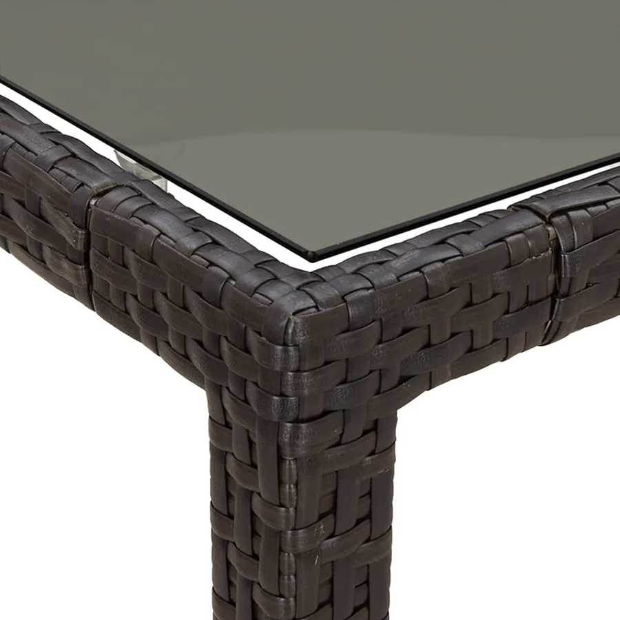 Ensemble à manger de jardin 5 pcs et coussins marron poly rotin - 8