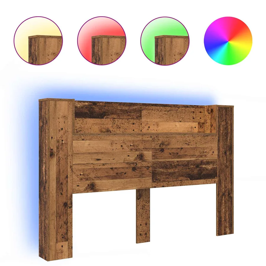 Tête de lit de rangement avec LED Bois ancien 160 cm - 2