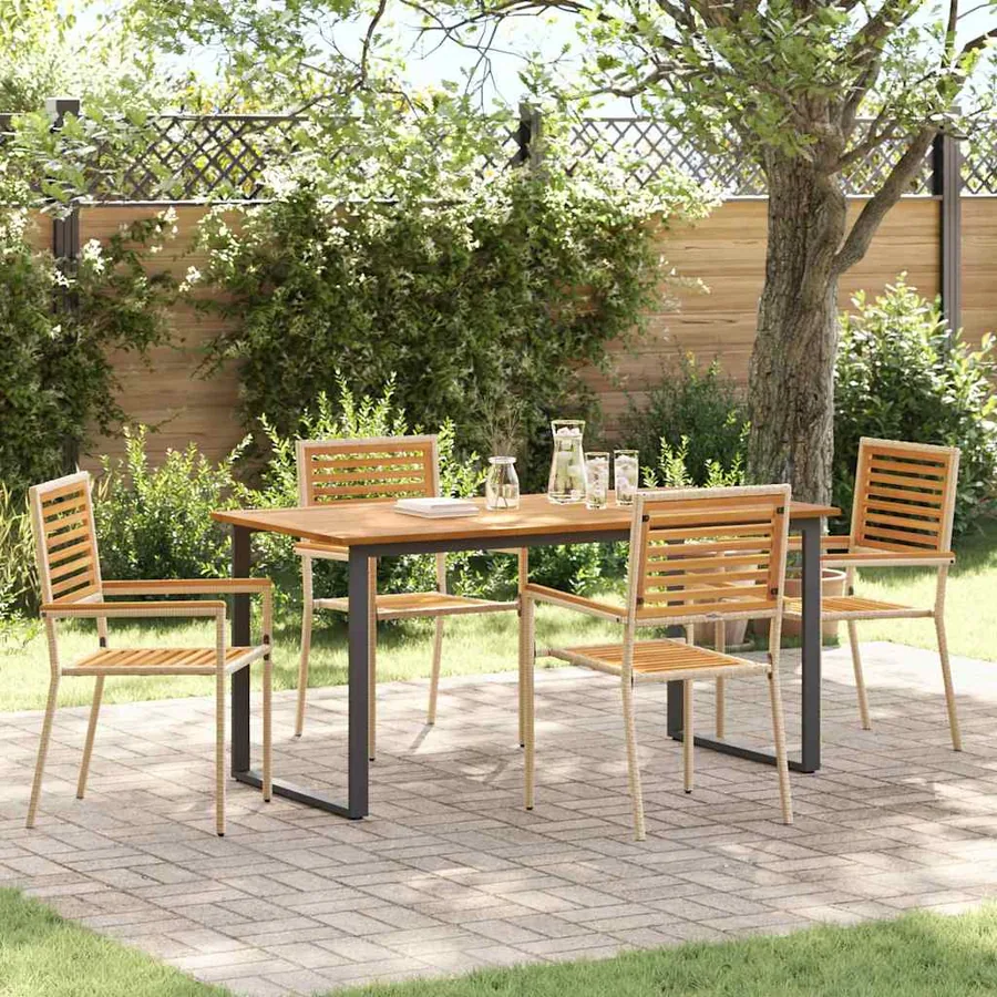 Ensemble de salle à manger pour jardin 5 pcs Beige