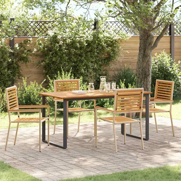 Ensemble de salle à manger pour jardin 5 pcs Beige