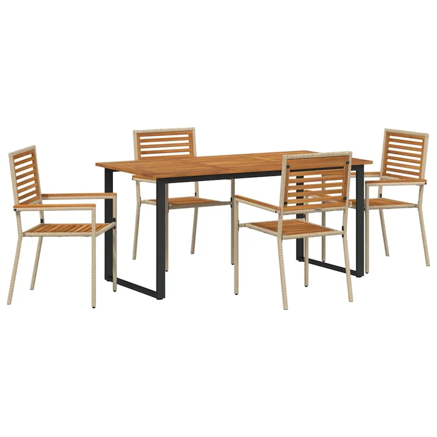 Ensemble de salle à manger pour jardin 5 pcs Beige - 2