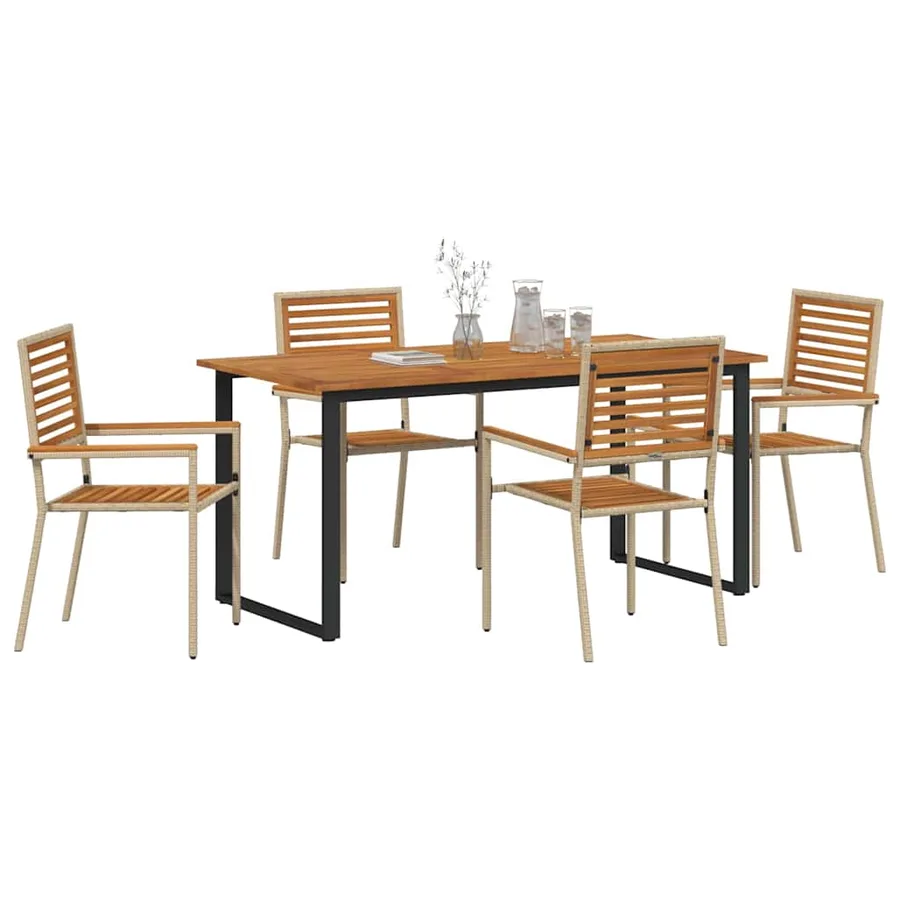 Ensemble de salle à manger pour jardin 5 pcs Beige - 3