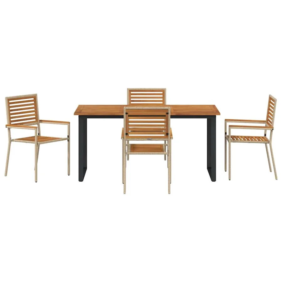 Ensemble de salle à manger pour jardin 5 pcs Beige - 7