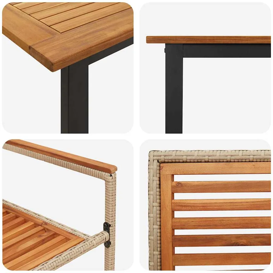 Ensemble de salle à manger pour jardin 5 pcs Beige - 9