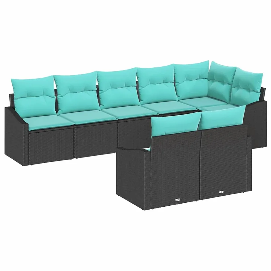 Ensemble de Canapés avec coussin 8 pcs Noir polyrotin - 2