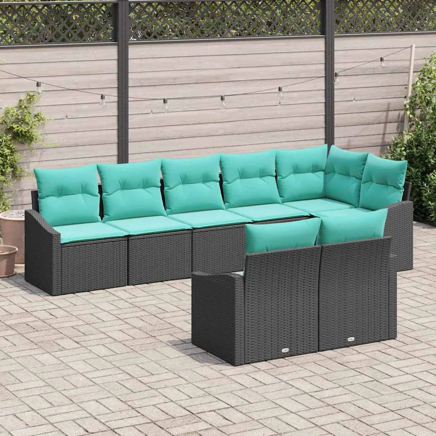 Ensemble de Canapés avec coussin 8 pcs Noir polyrotin - 3