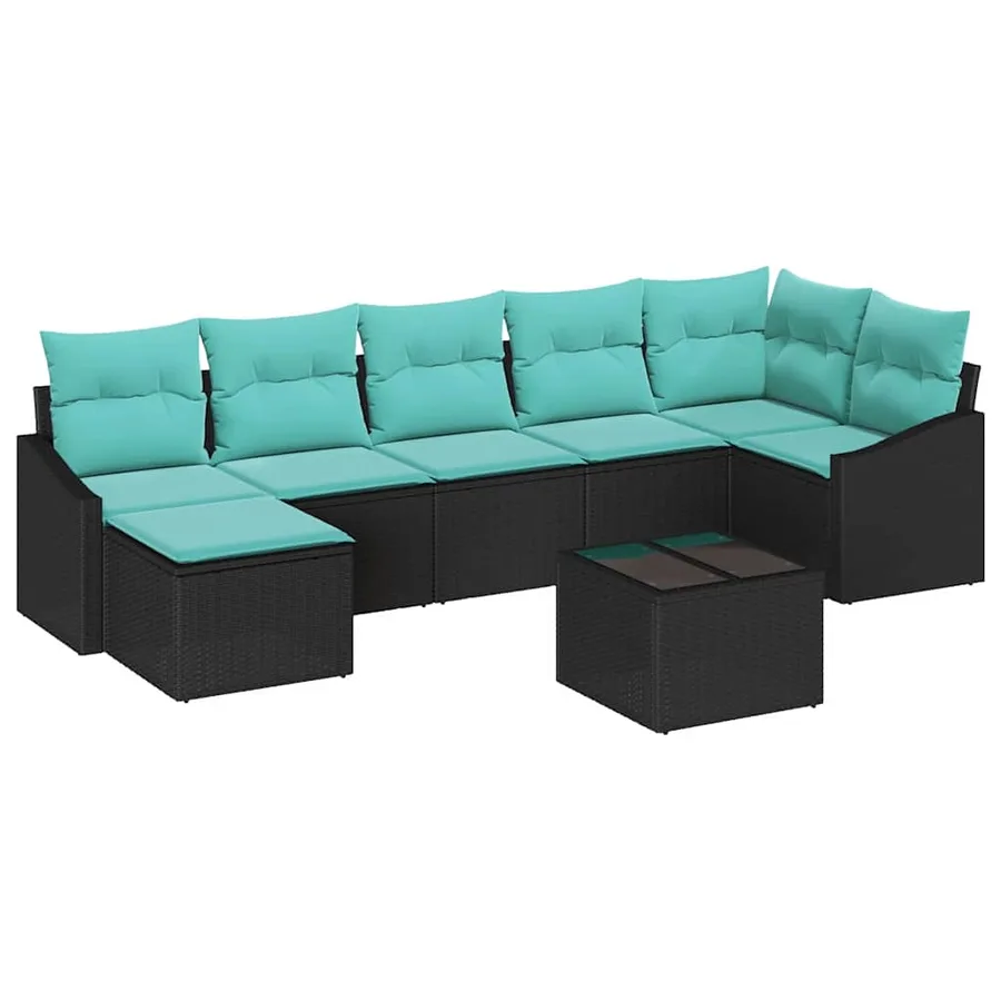 Ensemble de Canapés avec coussin 8 pcs Noir polyrotin - 2