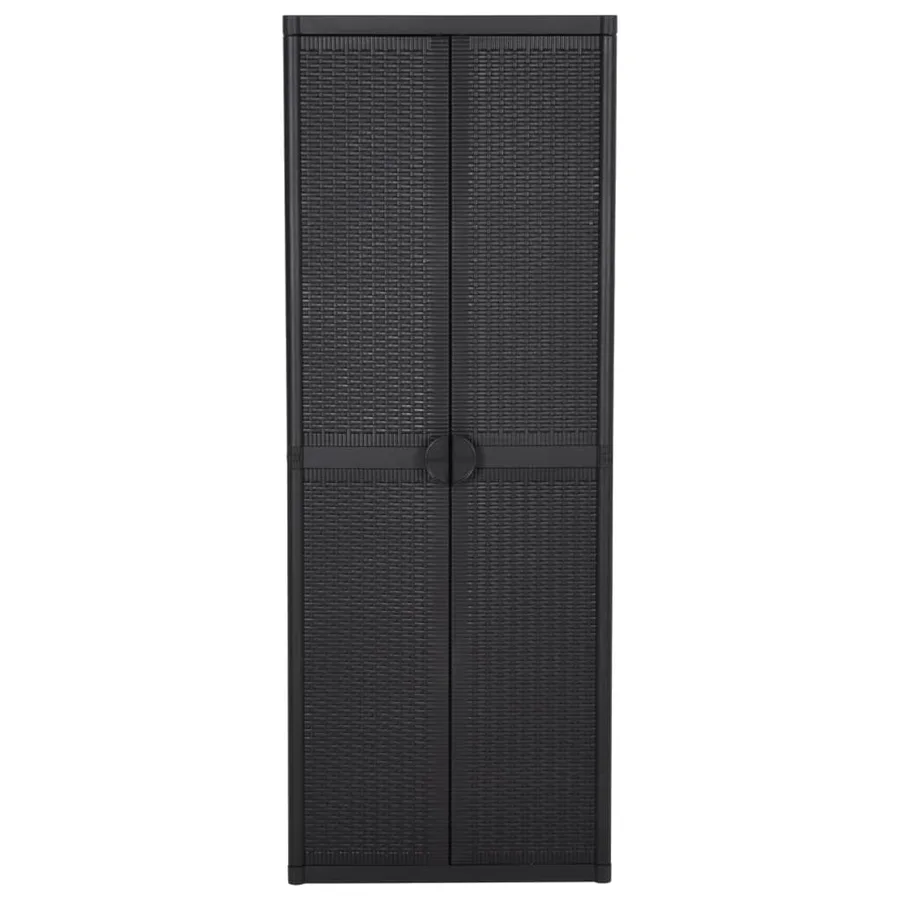 Armoire de rangement de jardin Noir 65x45x172 cm PP Rotin - 2