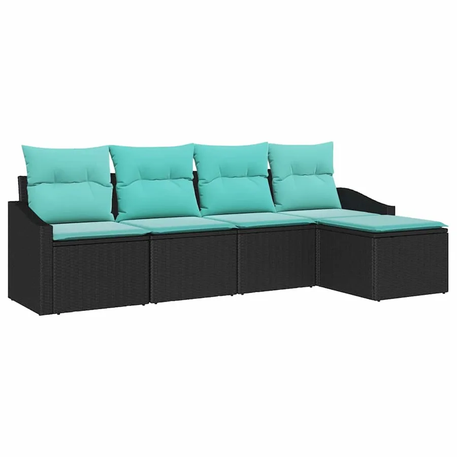 Ensemble de Canapés avec coussin 5 pcs Noir polyrotin - 2