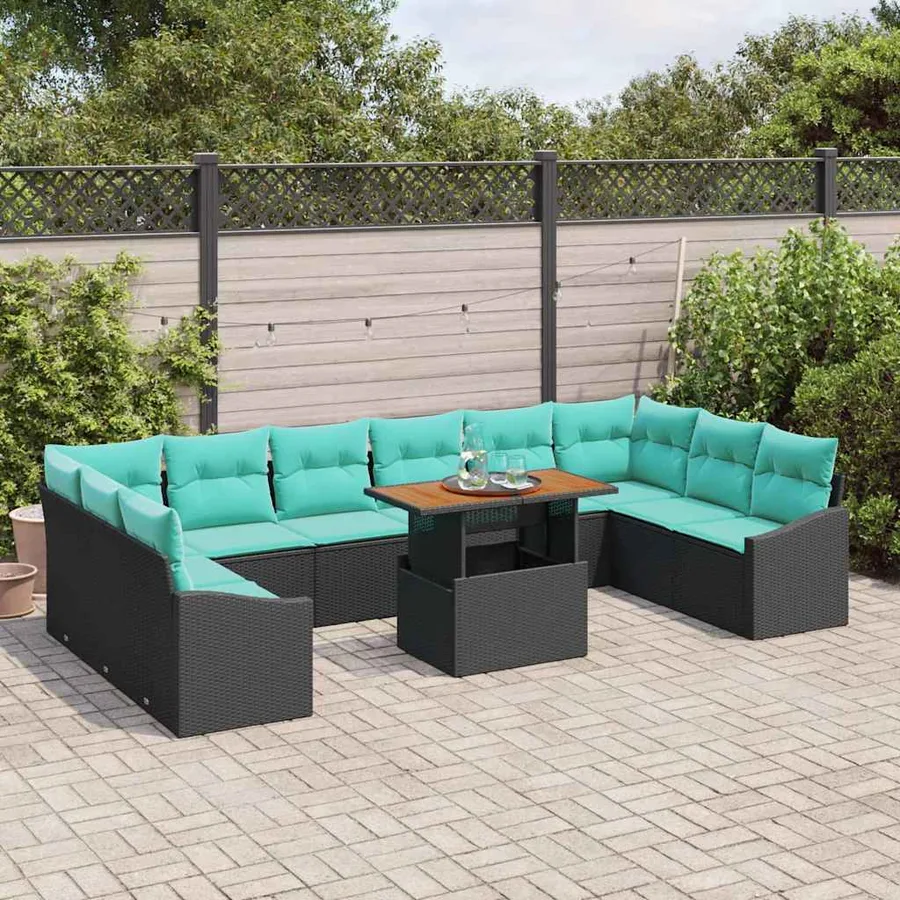 Ensemble de canapé de jardin 11 pc 10-Nombre de places - 3
