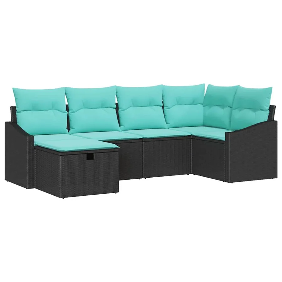 Ensemble de Canapés avec coussin 6 pcs Noir polyrotin - 2