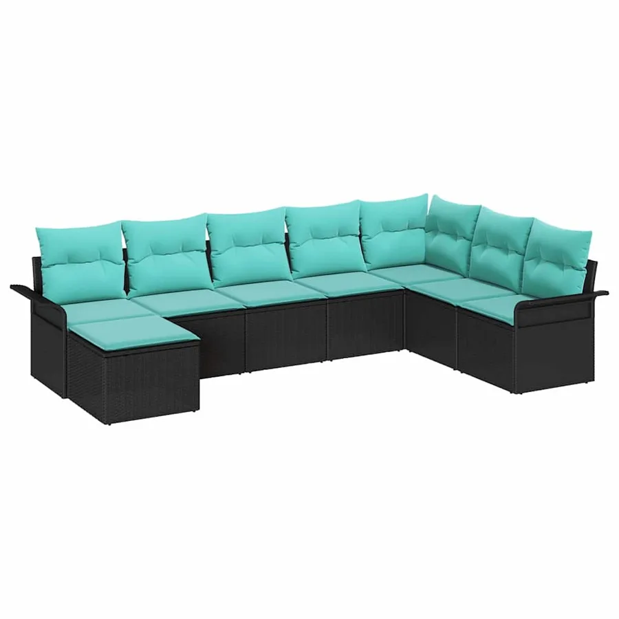 Ensemble de canapé de jardin avec coussin 8 pcs Noir polyrotin - 2