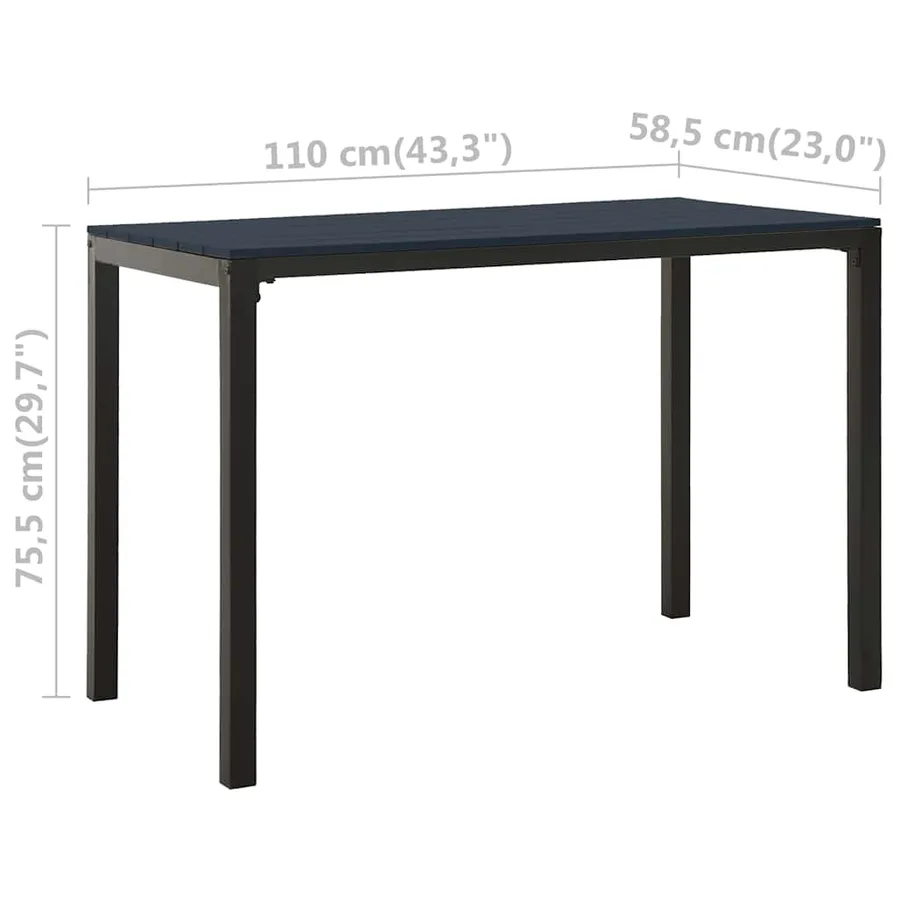 Ensemble à manger de jardin 3 pcs acier et WPC noir - 11
