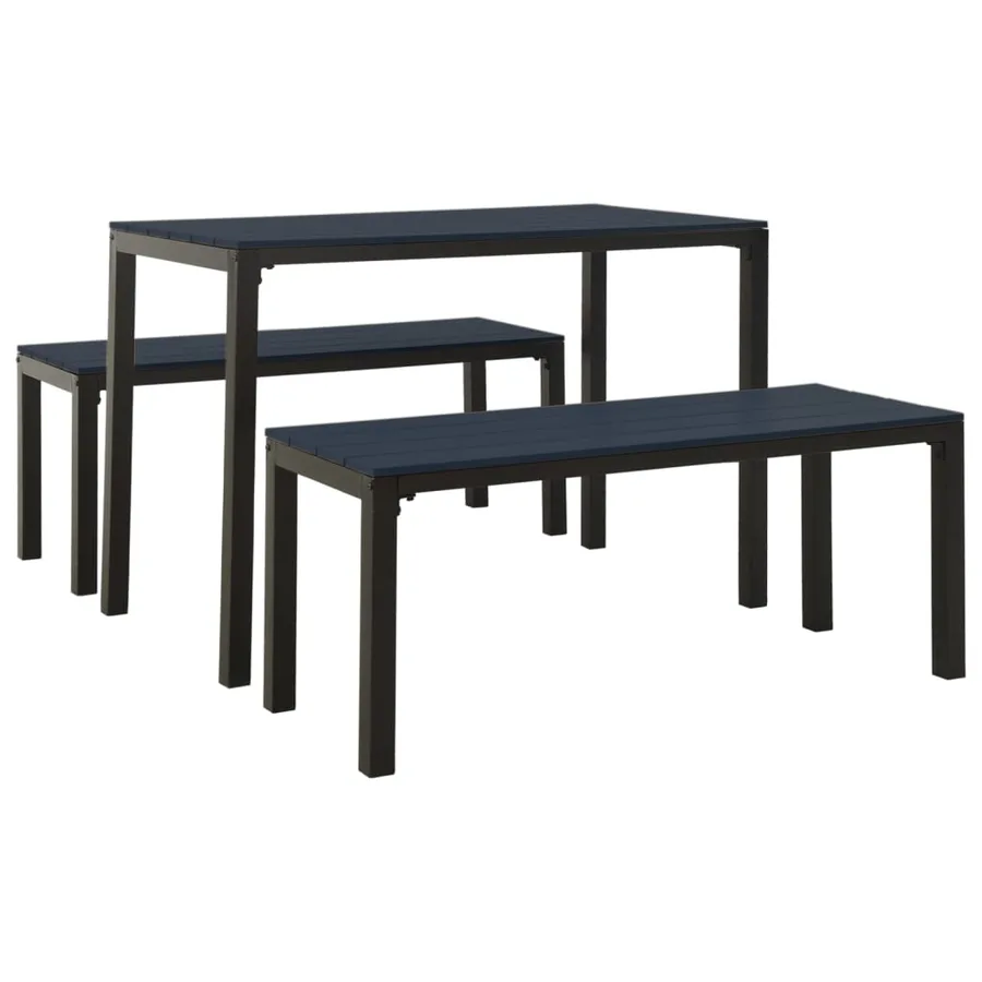 Ensemble à manger de jardin 3 pcs acier et WPC noir - 2