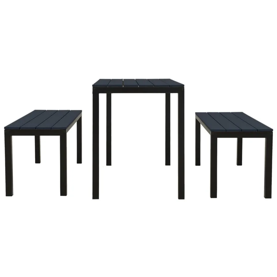 Ensemble à manger de jardin 3 pcs acier et WPC noir - 3
