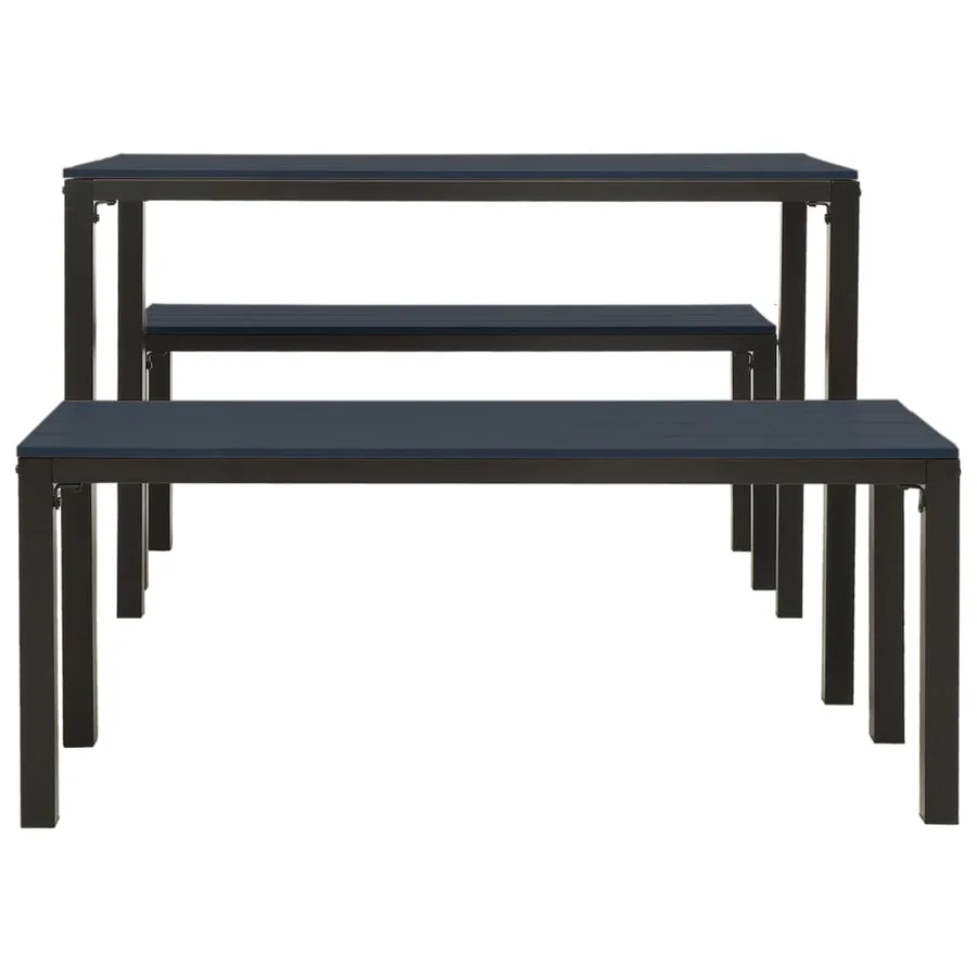 Ensemble à manger de jardin 3 pcs acier et WPC noir - 4