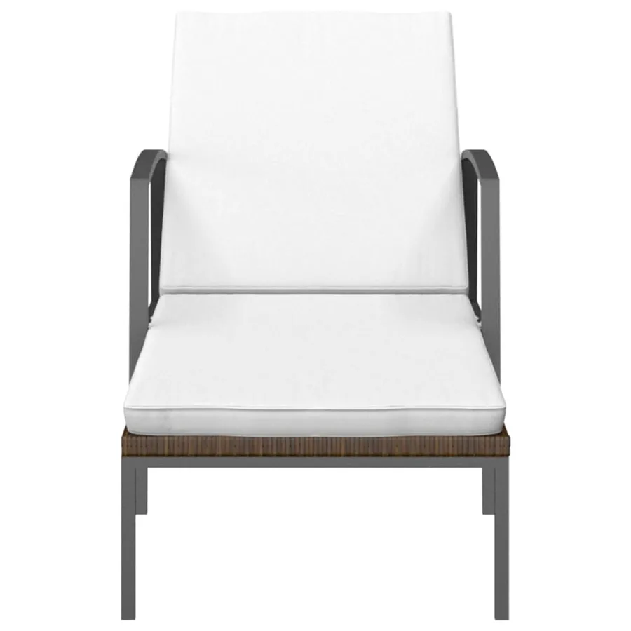 Chaise longue de jardin avec coussin Résine tressée Gris - 11