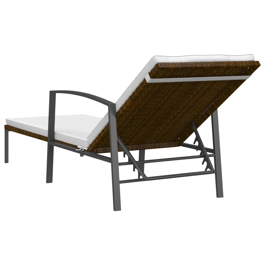 Chaise longue de jardin avec coussin Résine tressée Gris - 13