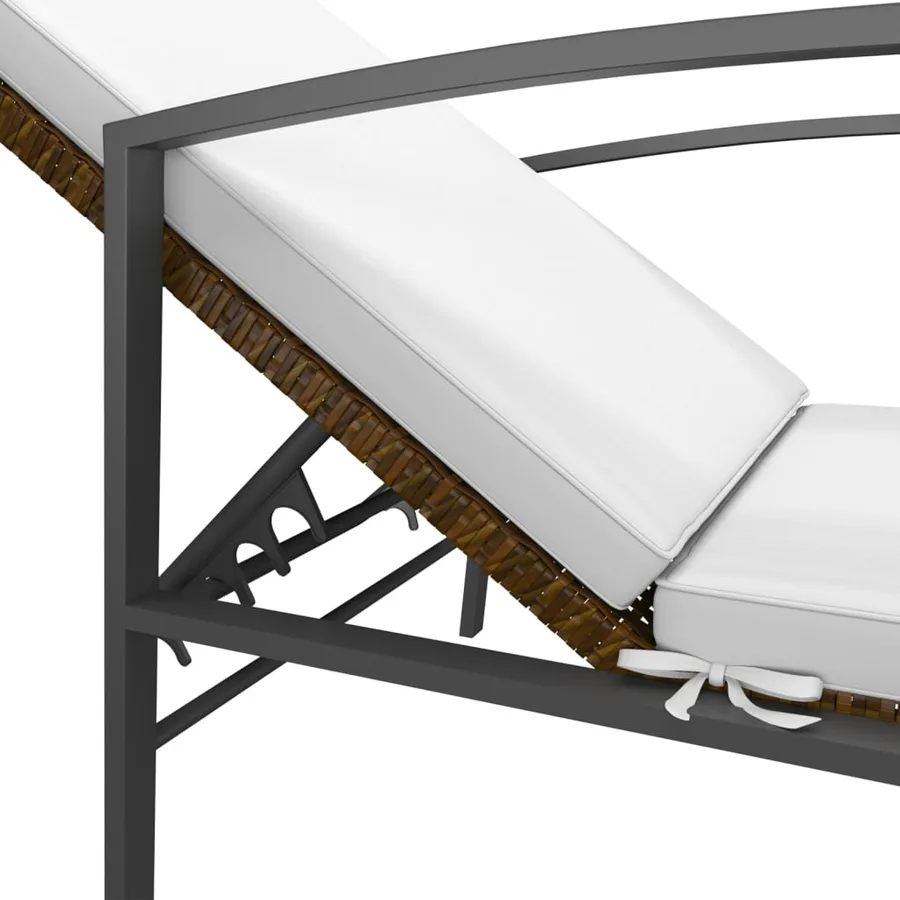 Chaise longue de jardin avec coussin Résine tressée Gris - 14