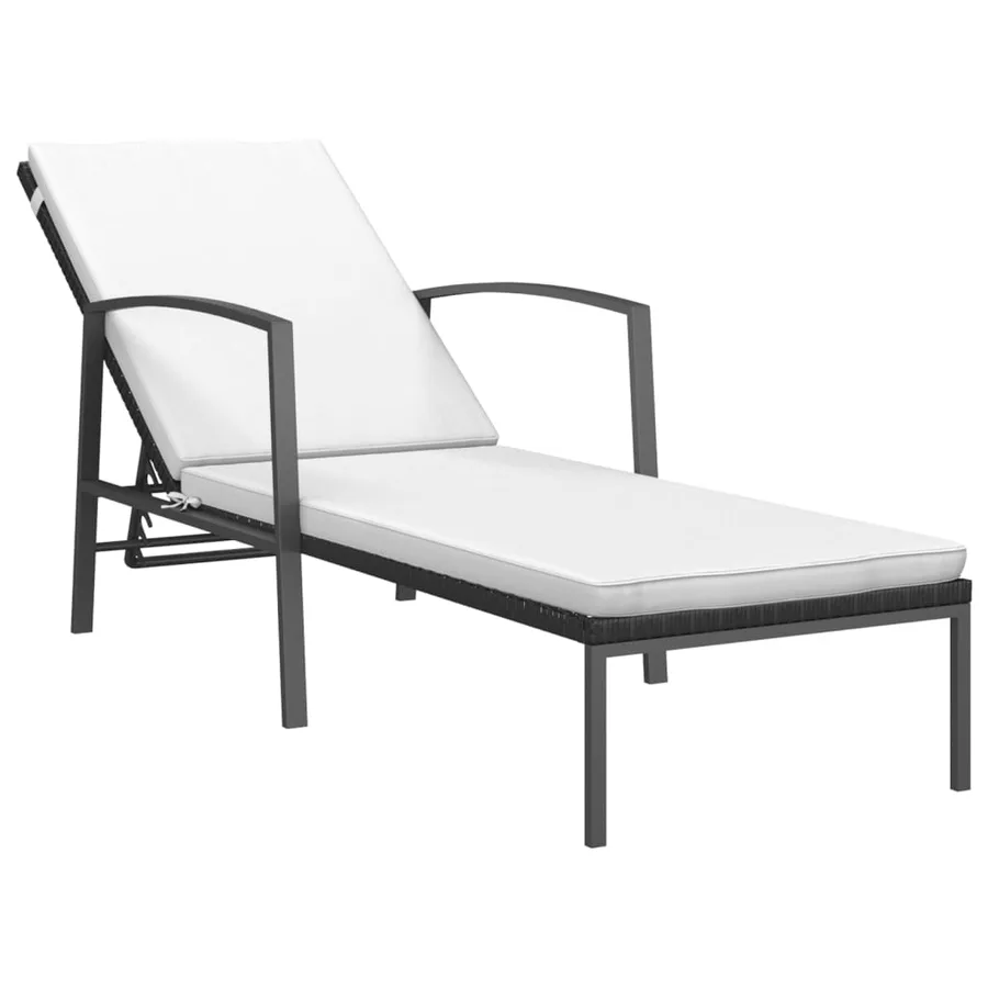 Chaise longue de jardin avec coussin Résine tressée Gris - 18