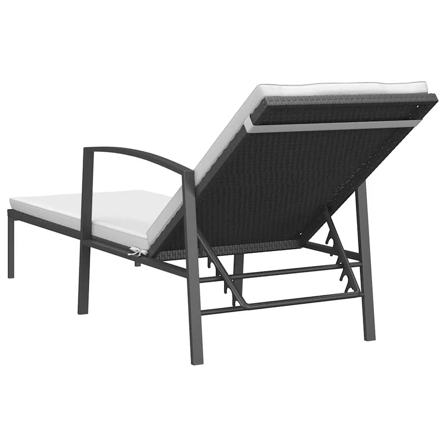 Chaise longue de jardin avec coussin Résine tressée Gris - 21