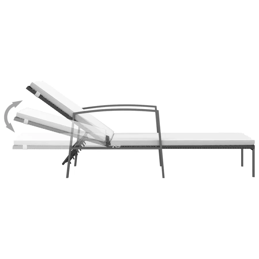 Chaise longue de jardin avec coussin Résine tressée Gris - 22