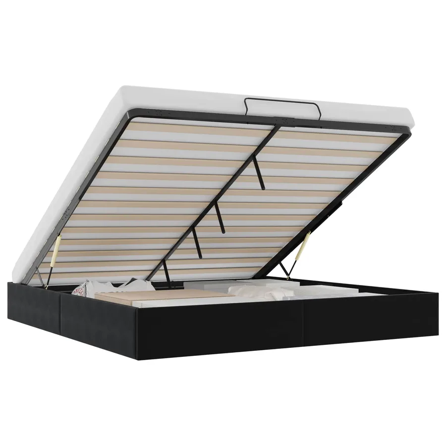 Cadre de lit ottoman Noir King size Velours - 2