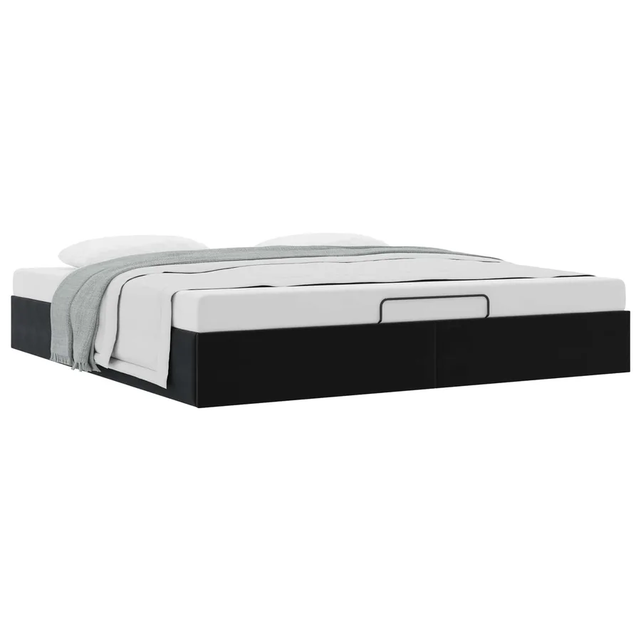 Cadre de lit ottoman Noir King size Velours - 3