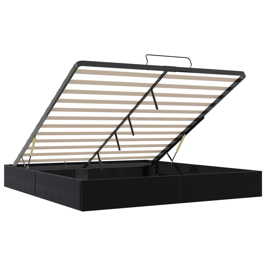 Cadre de lit ottoman Noir King size Velours - 5