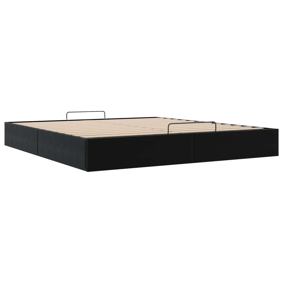 Cadre de lit ottoman Noir King size Velours - 6