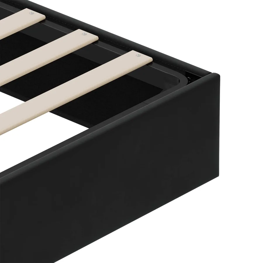 Cadre de lit ottoman Noir King size Velours - 8