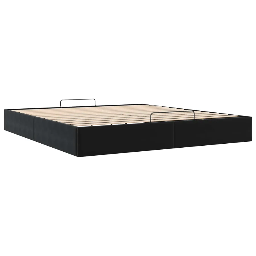 Cadre de lit ottoman Noir King size Velours - 9