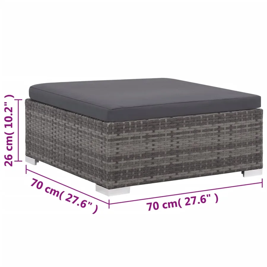 Salon de jardin 6 pcs avec coussins résine tressée gris - 12