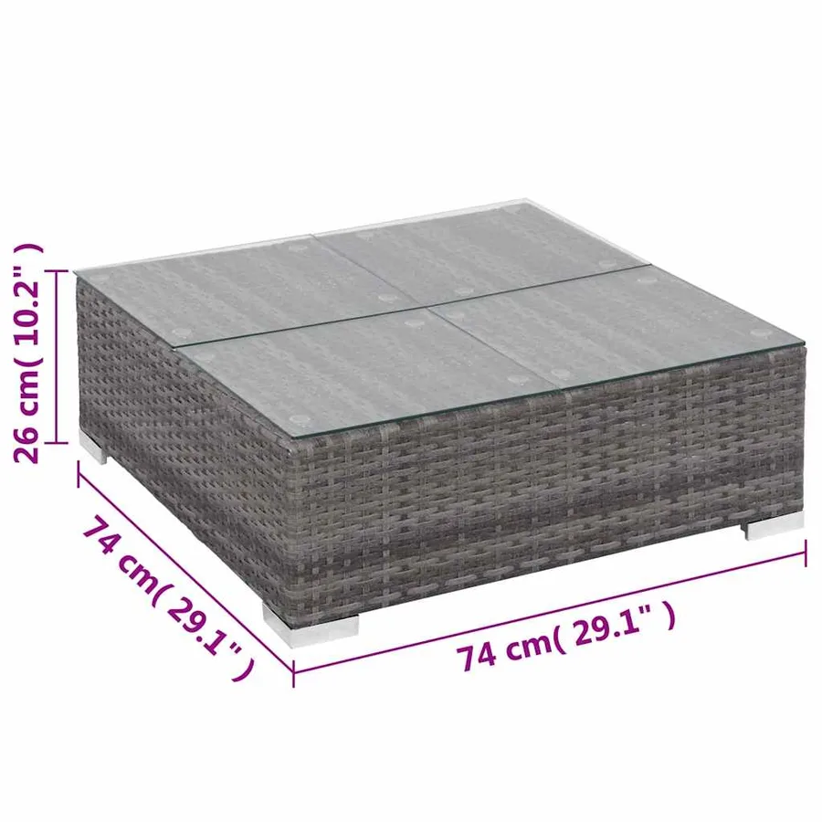 Salon de jardin 6 pcs avec coussins résine tressée gris - 13