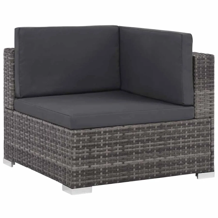 Salon de jardin 6 pcs avec coussins résine tressée gris - 4
